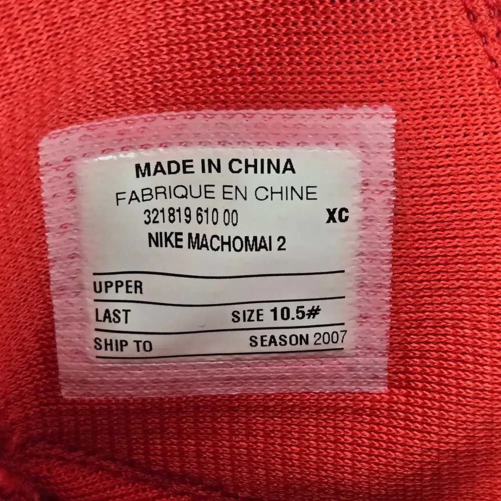 Nike Men 10.5 Machomai 2 Red White Black Gym Lightweight Boxing Shoe 321819-610
